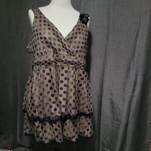 Joe Browns Sheer Black Dotted Top Tiered Size 24